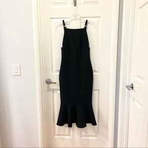 CINQ A SEPT BLACK FITTED FORMAL/COCKTAIL DRESS RUFFLED HEM SIZE 2